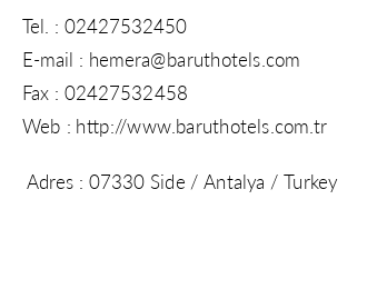 Barut Hotels Hemera Resort & Spa iletiim bilgileri